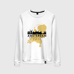 Свитшот хлопковый женский Амстердам - Голландия, цвет: белый