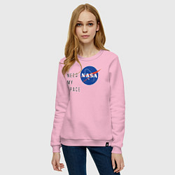 Свитшот хлопковый женский Nasa i need my space, цвет: светло-розовый — фото 2