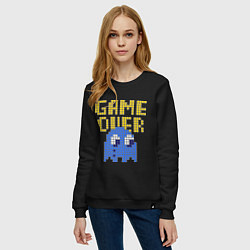 Свитшот хлопковый женский Pac-Man: Game over, цвет: черный — фото 2