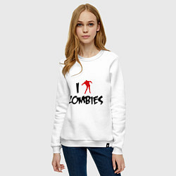 Свитшот хлопковый женский I love Zombies (Я люблю зомби), цвет: белый — фото 2