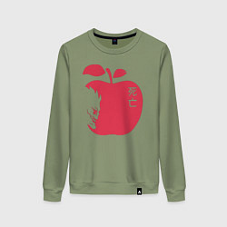 Свитшот хлопковый женский Тетрадь Смерти - Рюк и яблоко, цвет: авокадо