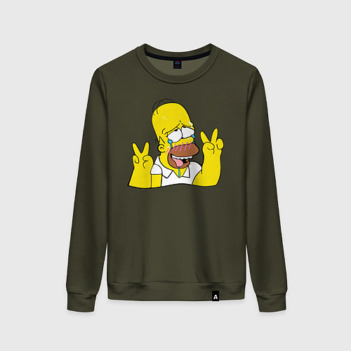 Женский свитшот Homer Ahegao / Хаки – фото 1