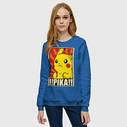 Свитшот хлопковый женский Pikachu: Pika Pika, цвет: синий — фото 2