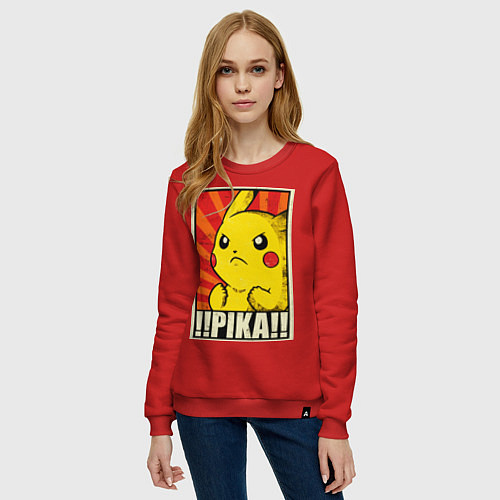 Женский свитшот Pikachu: Pika Pika / Красный – фото 3