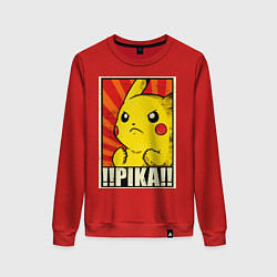 Свитшот хлопковый женский Pikachu: Pika Pika, цвет: красный