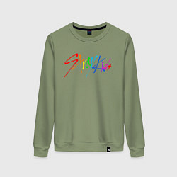 Свитшот хлопковый женский STRAY KIDS АВТОГРАФЫ, цвет: авокадо