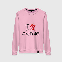 Свитшот хлопковый женский I love anime, цвет: светло-розовый