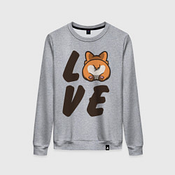 Свитшот хлопковый женский Love Corgi, цвет: меланж