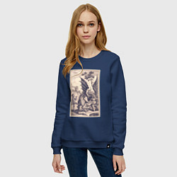 Свитшот хлопковый женский Рыцарь, пинающий Дракона баллада о рыцаре Джоне Ла, цвет: тёмно-синий — фото 2