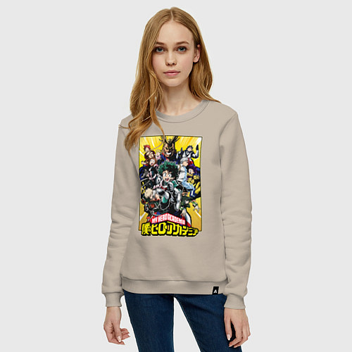 Женский свитшот My Hero Academia все герои на желтом / Миндальный – фото 3