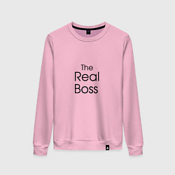Свитшот хлопковый женский Настоящий босс, цвет: светло-розовый