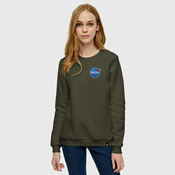 Свитшот хлопковый женский NASA, цвет: хаки — фото 2