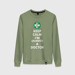 Свитшот хлопковый женский Keep calm I??m a doctor, цвет: авокадо