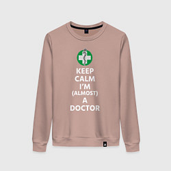 Свитшот хлопковый женский Keep calm I??m a doctor, цвет: пыльно-розовый