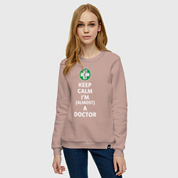 Свитшот хлопковый женский Keep calm I??m a doctor, цвет: пыльно-розовый — фото 2