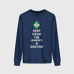 Свитшот хлопковый женский Keep calm I??m a doctor, цвет: тёмно-синий