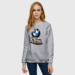 Свитшот хлопковый женский BMW оскал, цвет: меланж — фото 2