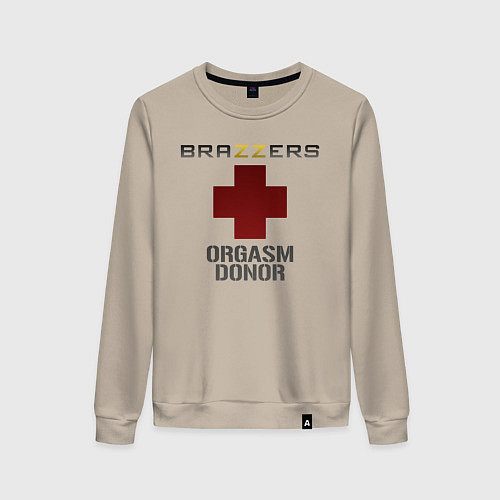 Женский свитшот Brazzers orgasm donor / Миндальный – фото 1