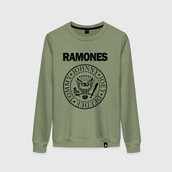 Свитшот хлопковый женский RAMONES, цвет: авокадо