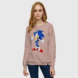 Свитшот хлопковый женский Sonic, цвет: пыльно-розовый — фото 2