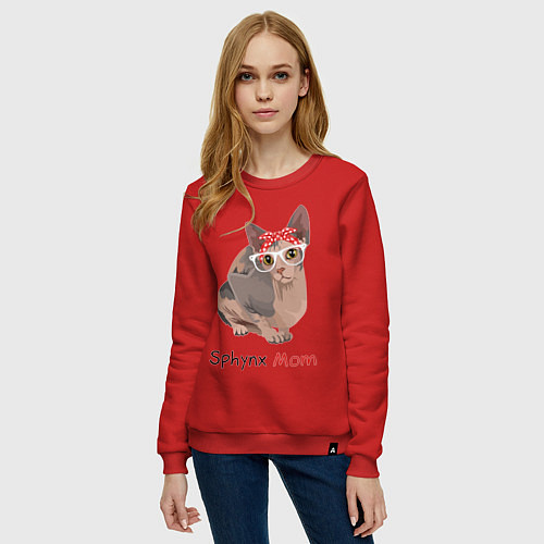 Женский свитшот Мама сфинкса / Красный – фото 3