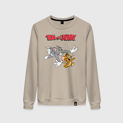 Свитшот хлопковый женский Tom & Jerry, цвет: миндальный