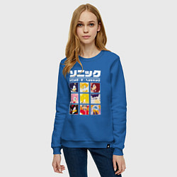 Свитшот хлопковый женский Японский Sonic, цвет: синий — фото 2