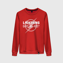 Свитшот хлопковый женский Lightning Gave Me Abs?, цвет: красный