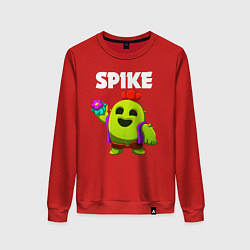 Свитшот хлопковый женский BRAWL STARS SPIKE, цвет: красный