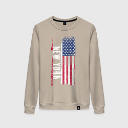 Свитшот хлопковый женский New York, цвет: миндальный