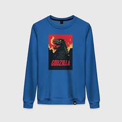 Свитшот хлопковый женский Godzilla, цвет: синий