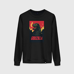 Свитшот хлопковый женский Godzilla, цвет: черный