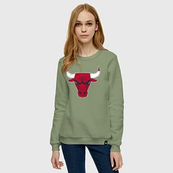Свитшот хлопковый женский Chicago Bulls, цвет: авокадо — фото 2