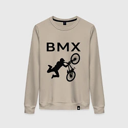 Свитшот хлопковый женский Велоспорт BMX Z, цвет: миндальный