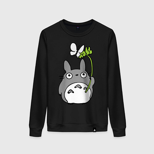 Женский свитшот Totoro и бабочка / Черный – фото 1