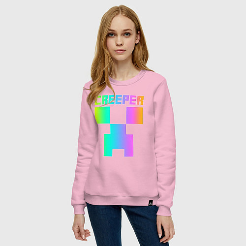Женский свитшот MINECRAFT CREEPER / Светло-розовый – фото 3