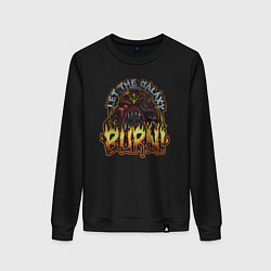 Свитшот хлопковый женский Lets the galaxy burn, цвет: черный