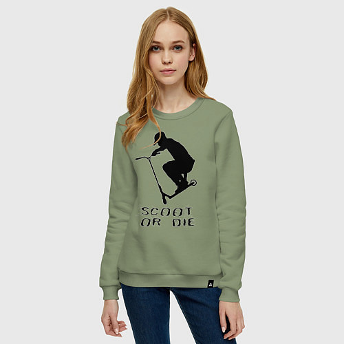 Женский свитшот Самокат фристайл трюк экстрим / Авокадо – фото 3