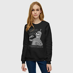 Свитшот хлопковый женский BENDER убить всех человеков!, цвет: черный — фото 2