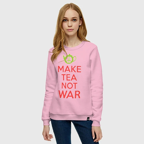 Женский свитшот Make tea not war / Светло-розовый – фото 3