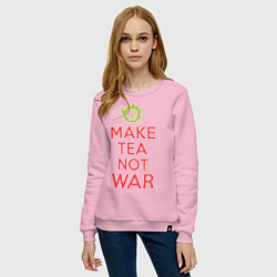 Свитшот хлопковый женский Make tea not war, цвет: светло-розовый — фото 2