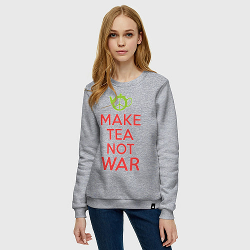 Женский свитшот Make tea not war / Меланж – фото 3