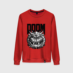 Свитшот хлопковый женский КАКОДЕМОН DOOM Z, цвет: красный