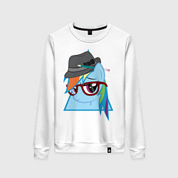 Свитшот хлопковый женский Rainbow Dash hipster, цвет: белый