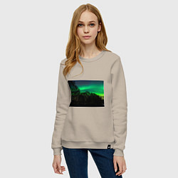 Свитшот хлопковый женский Северное сияние, цвет: миндальный — фото 2