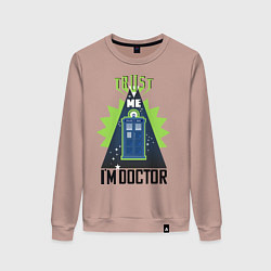 Свитшот хлопковый женский Trust me, i'm doctor who, цвет: пыльно-розовый