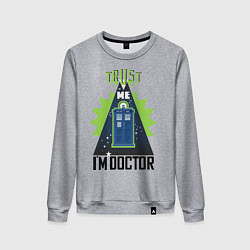 Свитшот хлопковый женский Trust me, i'm doctor who, цвет: меланж