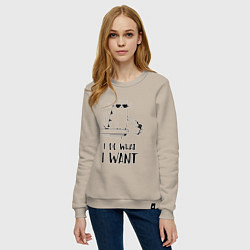 Свитшот хлопковый женский I do what i want, цвет: миндальный — фото 2