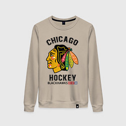 Свитшот хлопковый женский CHICAGO BLACKHAWKS NHL, цвет: миндальный