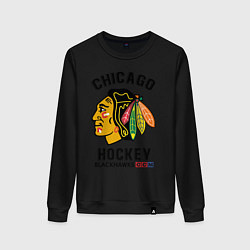 Свитшот хлопковый женский CHICAGO BLACKHAWKS NHL, цвет: черный